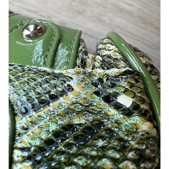 Sharif Green Snake Pattern Satchel Handbag NWT but has Peeling - Picture 11 of 16